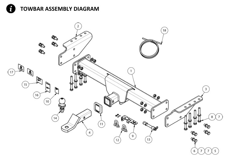 (105677) 03407RW Ford Ranger Cab Chassis  Class 4 Towbar